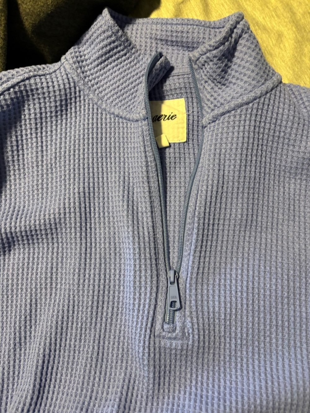 aerie blue Waffle Half-Zip Pullover Sweater - Picture 4 of 5